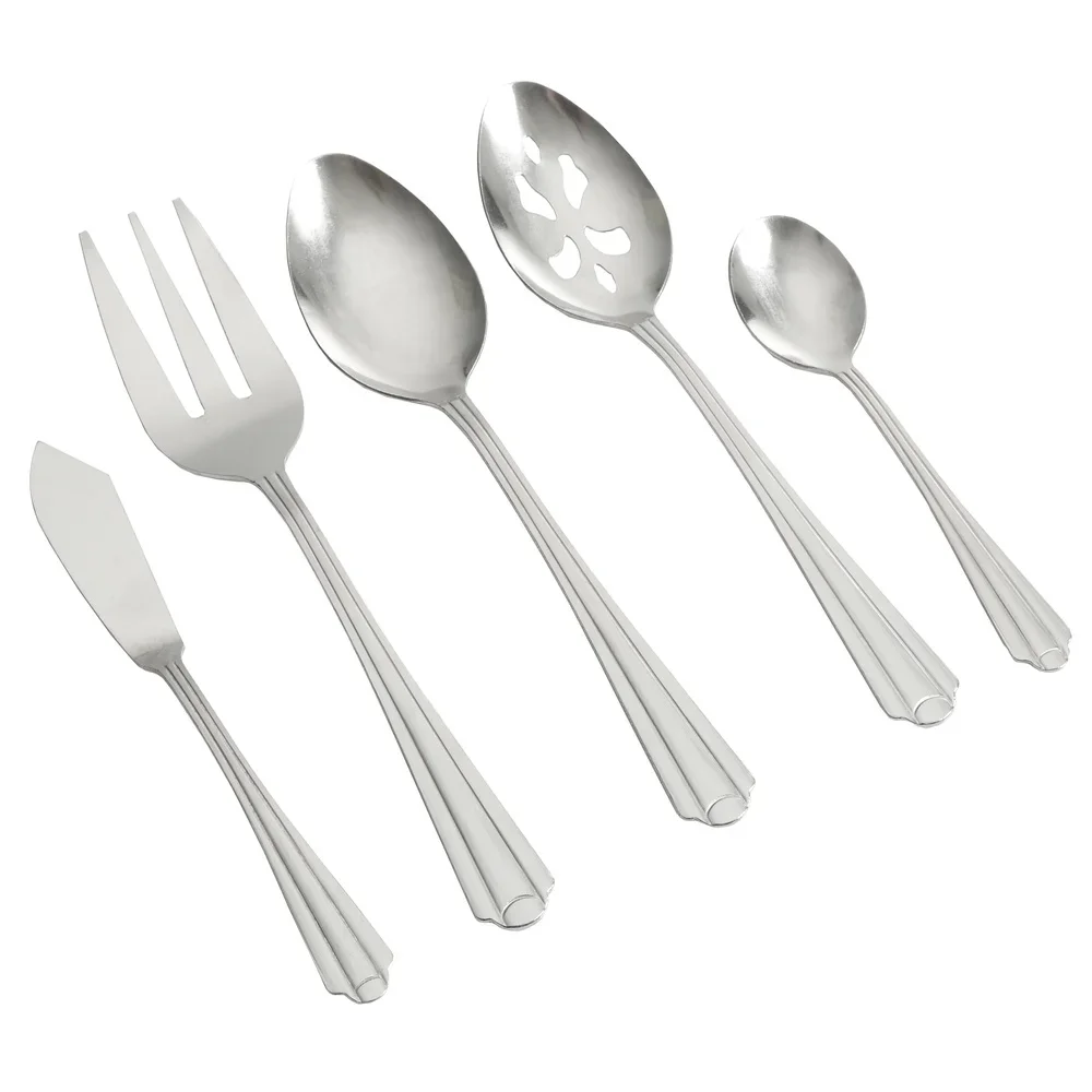 

Stainless Steel 45 Piece Flatware Set Tumble Finish Service 8 Includes Dinner Forks Spoons Knives Serving Tools
