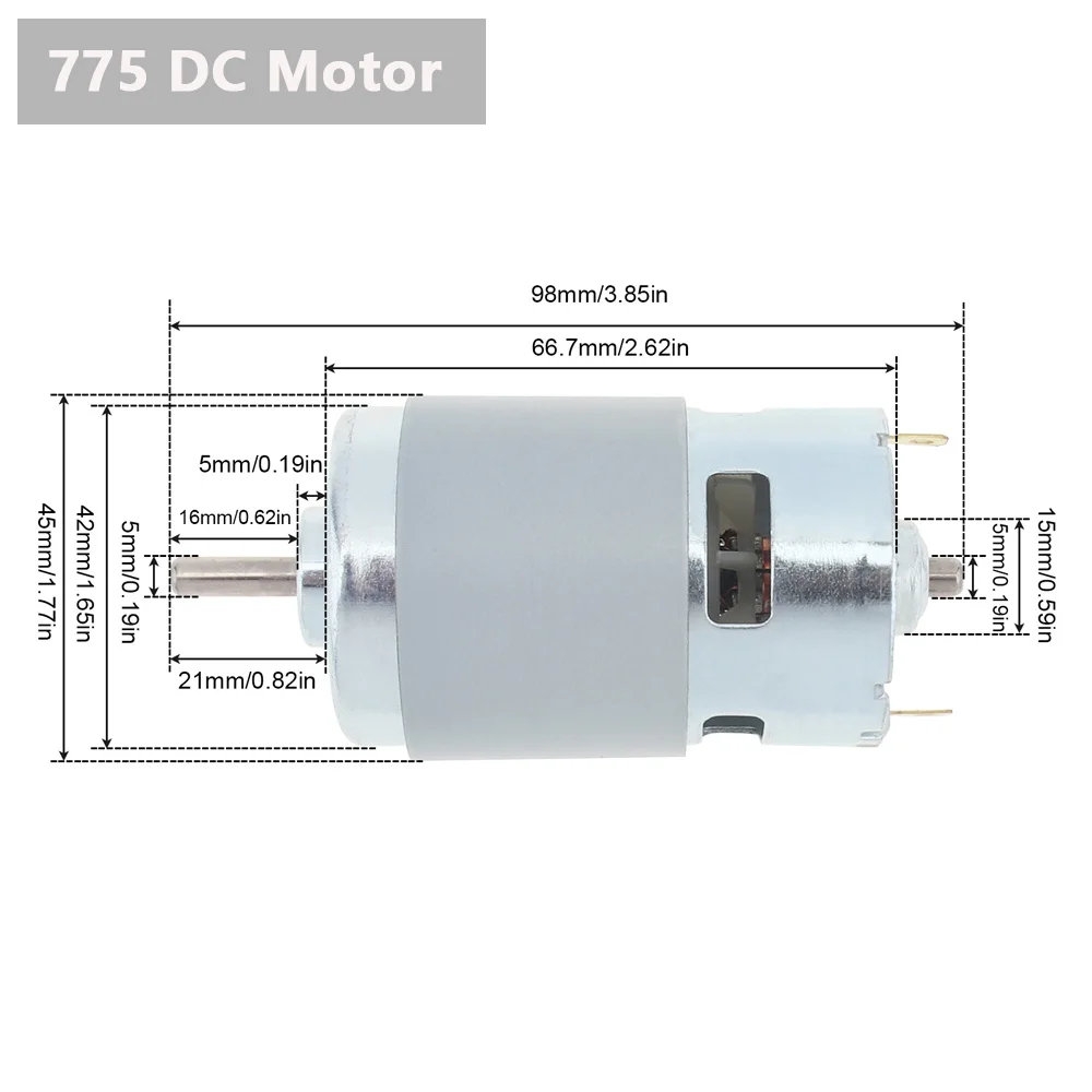 775 DC Motor 12V 3000-15000RPM High Speed Large Torque Motor for Small Drill/Micro Machine Tool with Ball Bearing and Fan Blades