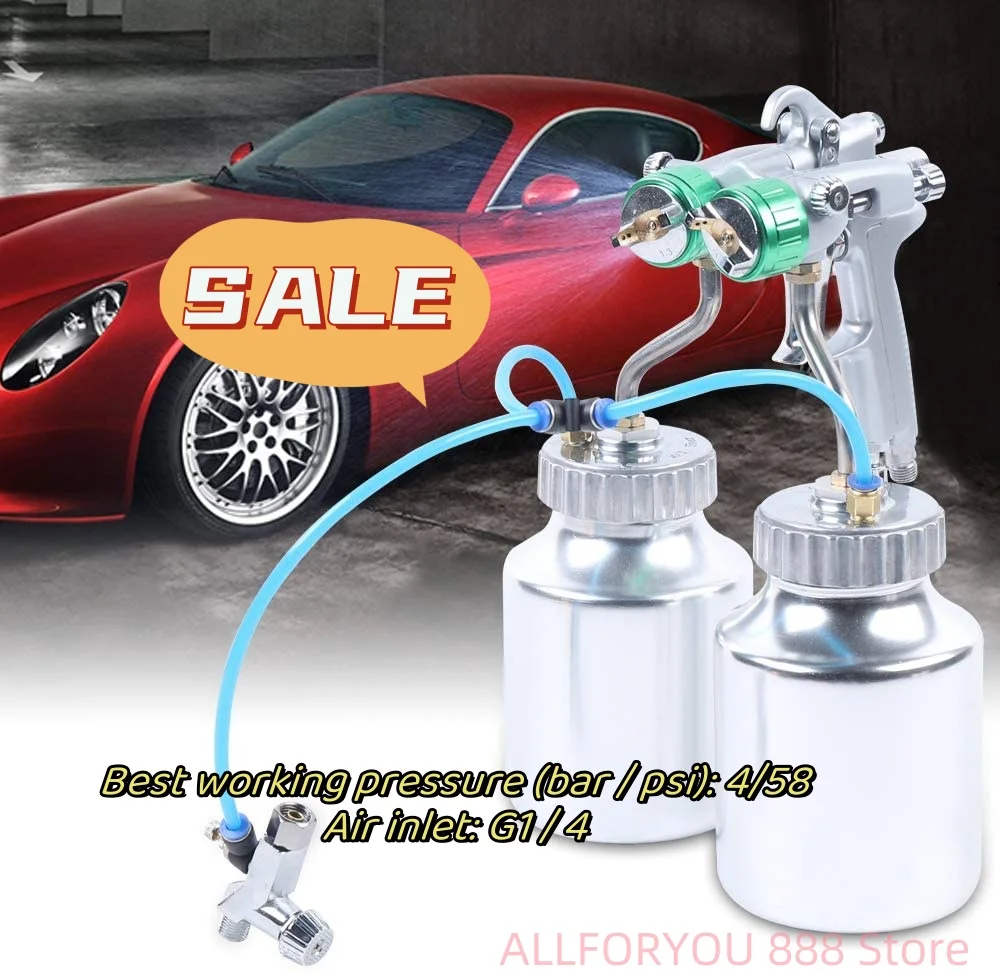 Handheld Automatic Polyurethane Double-headed Spray Gun with 2 * 1000ml Aluminum Water Tank