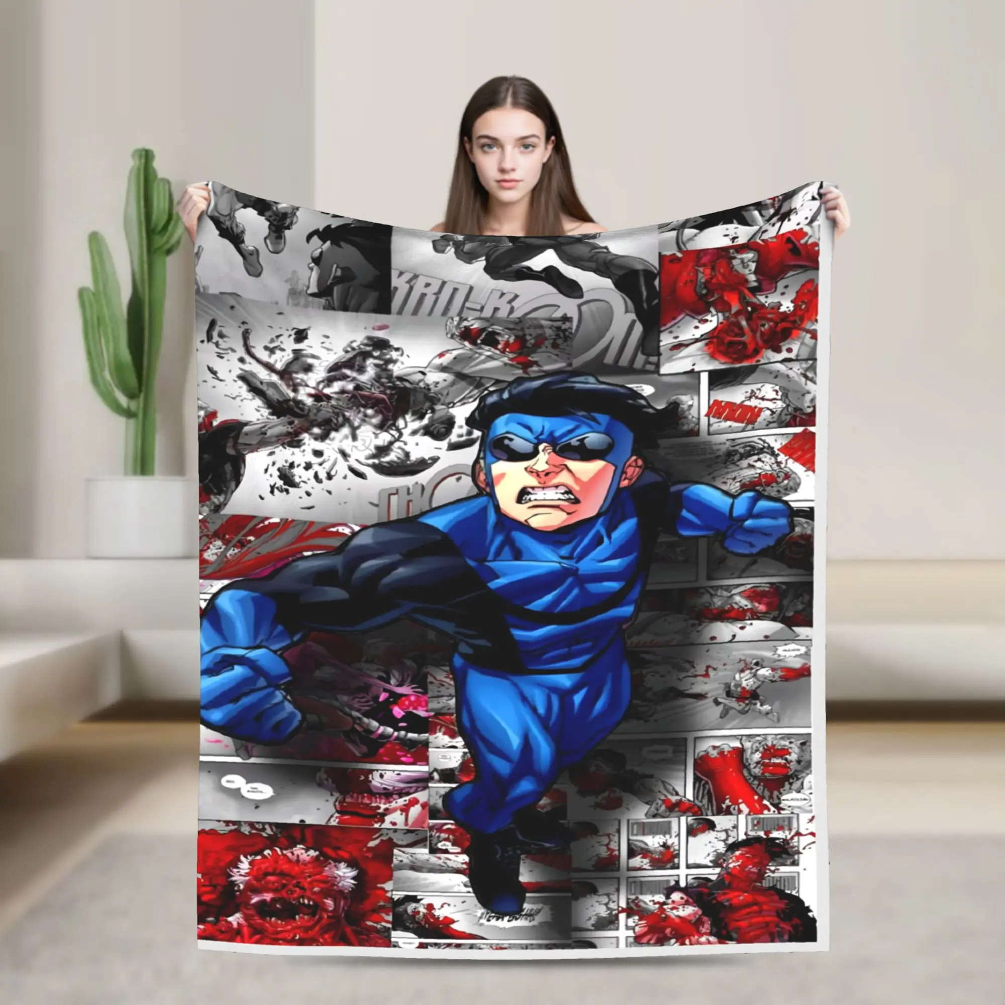 I-Invincible-S Blanket  Warm Soft Graphic Plush Throw Blanket For Girls Boys Bedroom Flannel Bedspread Bed Cover