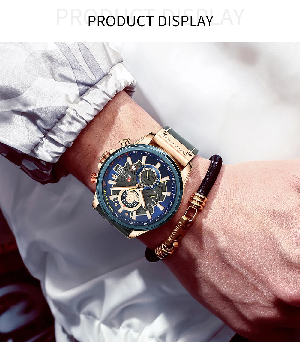 CURREN Uhr für Männer Top Marke Luxus Lederband Quarz Wasserdichte Armbanduhr Mode Lässig Sport Uhr Business Datum Uhr – Detail 11