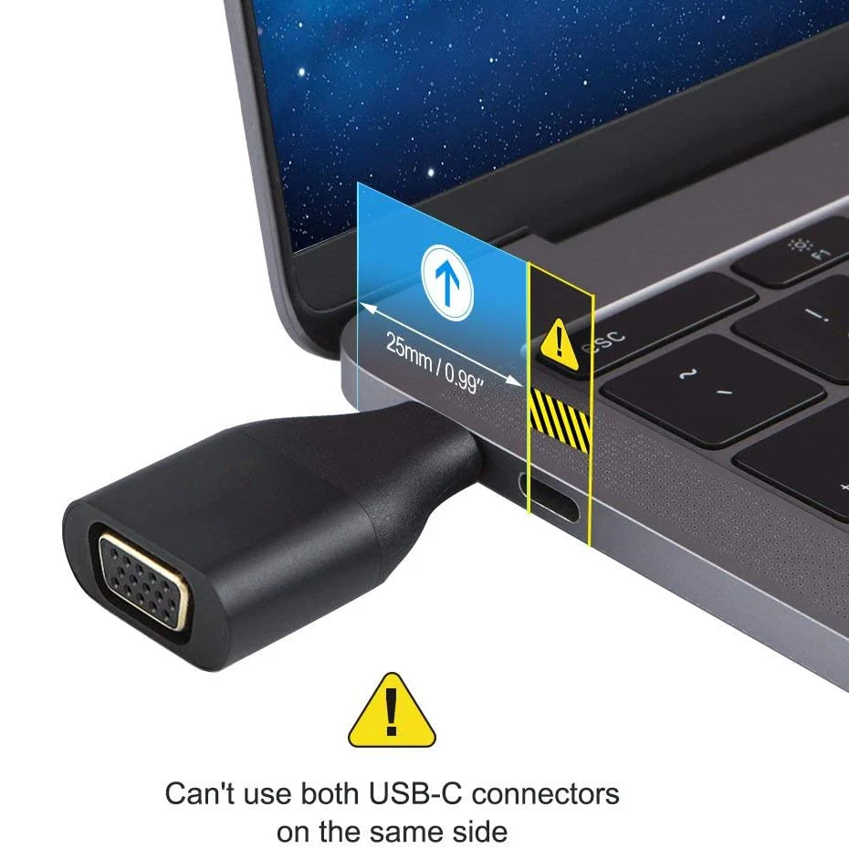 USB-C to VGA adapter 1080P Thunderbolt 3 USB 3.0 Type C to VGA Cable adapter converter for Macbook pro Air Mini Dell HP