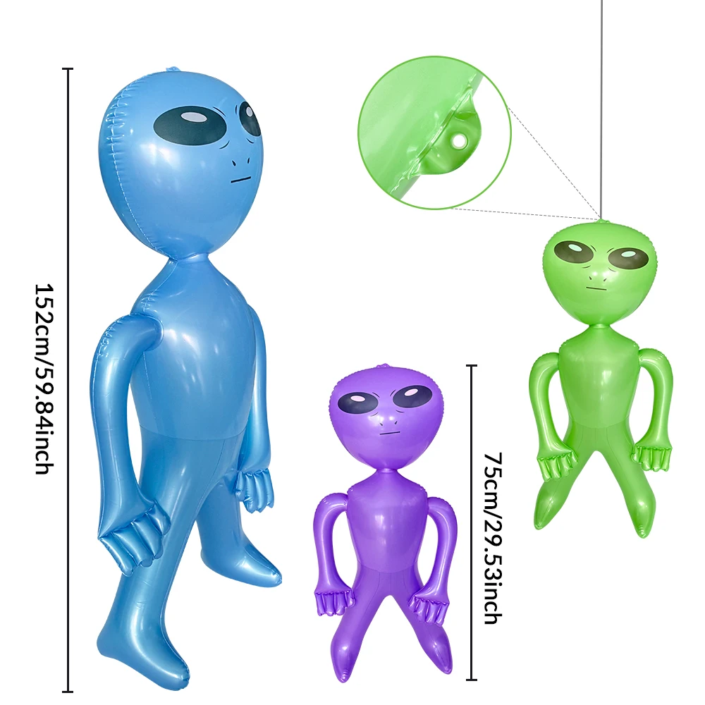 1 peça brinquedo alienígena inflável disponível em dois tamanhos de 33 polegadas e 63 polegadas adequado para presentes de festa de Halloween com tema alienígena