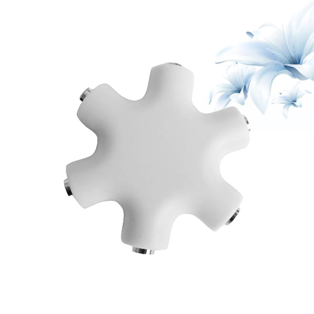 

Snow Shape 6 Port 3.5mm Headset Universal Splitter Portable Keychain Earphone Splitter With Audio Signal Cable(White)