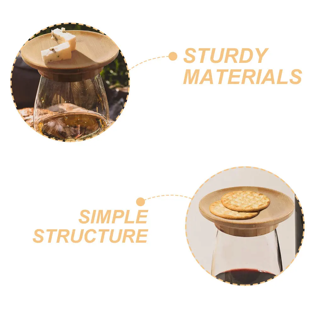 

Bamboo Wine Glass Lid Coaster Dual Use Drink Protector Multipurpose Cover Universal Dinnerware Bamboo Wine Glass Topper
