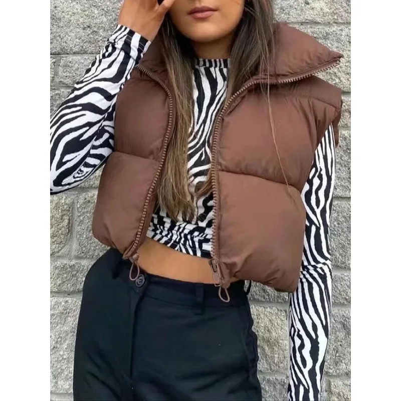 

Short Cotton down Vest Women's Fashion Spring Inner Wear Regular Length Lightweight Comfortable Fit Casual Style Vest