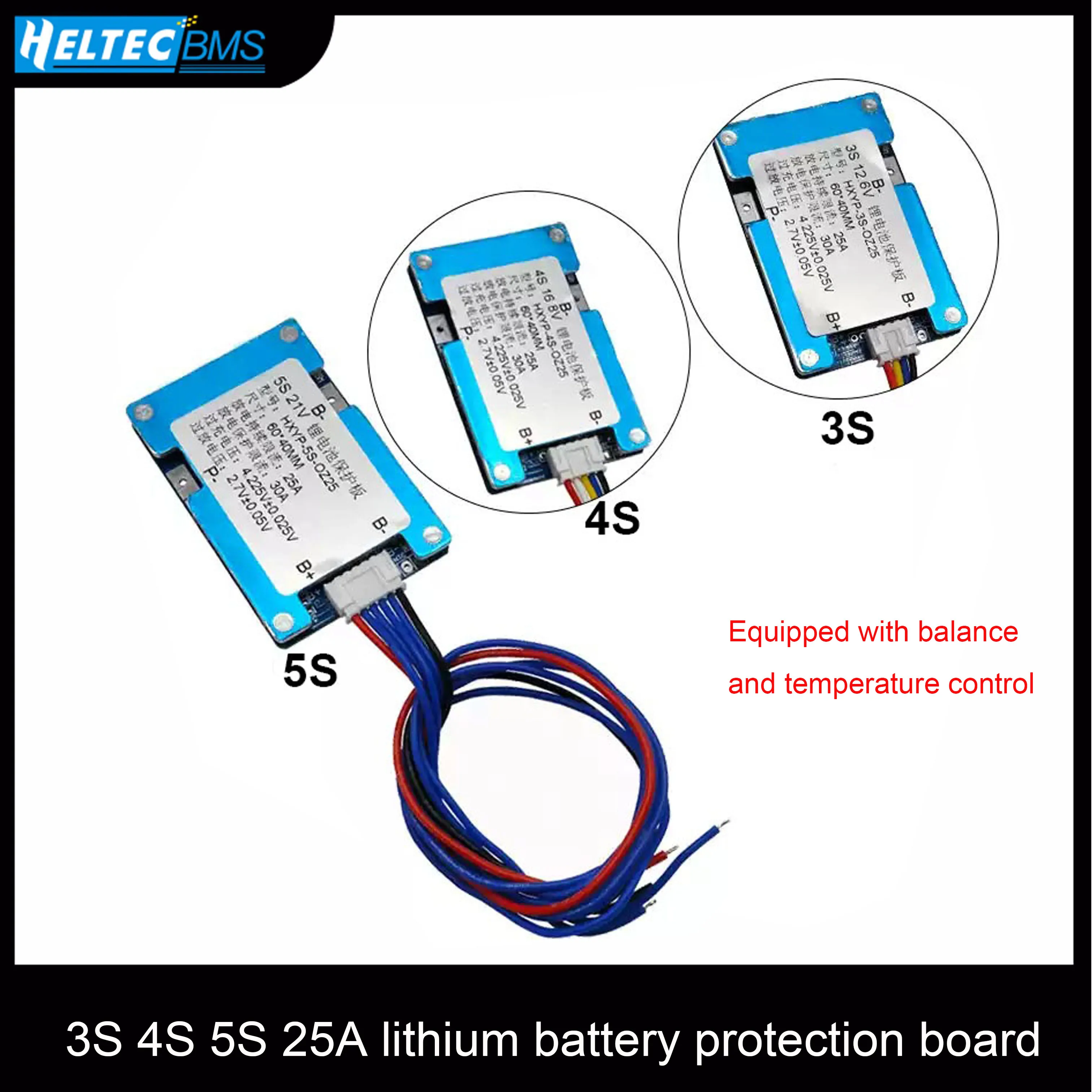 3S 4S 5S 25A BMS 18650 Lithium Battery Protection Board Module with Balanced 12.6V 16.8V 21V  Heatsink view 2