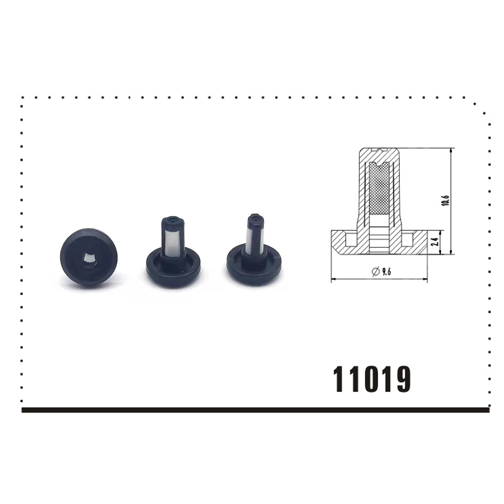 

500pcs Fuel Injector Micro Basket Filter Top Quality Injector Repair Service Kits Size: 9.6x2.4x10.6mm VD-FL-11019