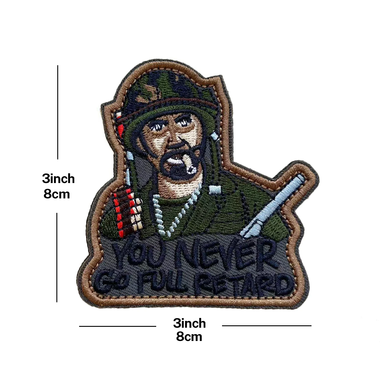 Never Go Full Humor Funny Patch - Hook Fastener Backing