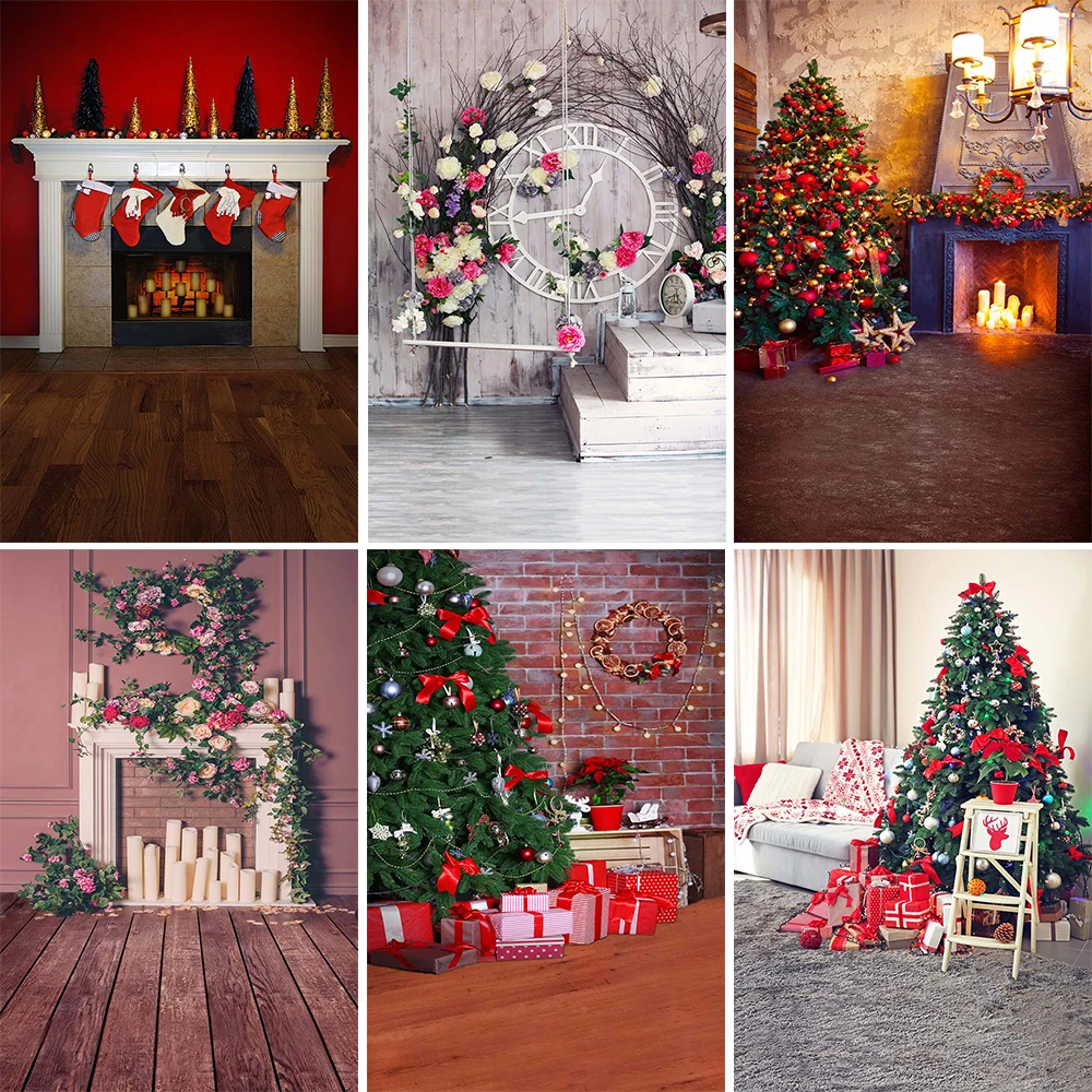 

Mocsicka Christmas Portrait Photo Backdrop Snowy Trees Background XMAS Winter Landscape Festival Party Photography Banner Props