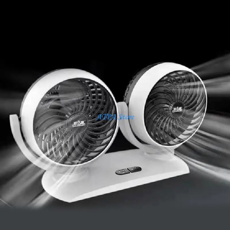 

U13C 3 Gears Fan Cooler 5V 12V 24V USB Rotatable Dual for Head Fan for Car Desktop