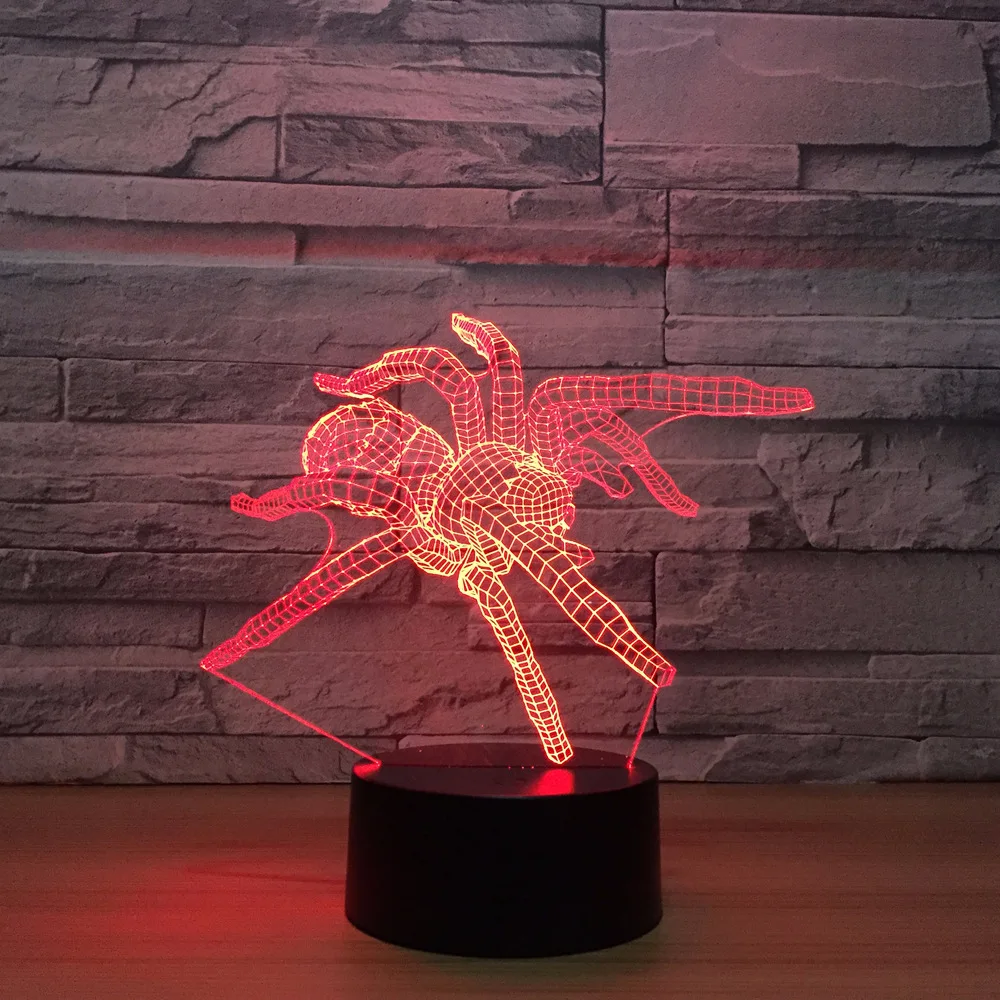

3d светодиодная лампа Spider, встроенное пластиковое основание, акриловые 3d светильники, руководство по проекции, персонализированный ночник