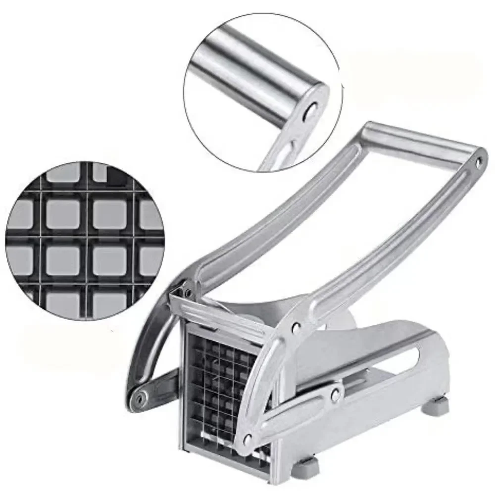 Stainless Steel French Fry Cutter Potato Chipper Multi function Manual Cutter Perfect for Potato, Cucumber, Fruits Cutting
