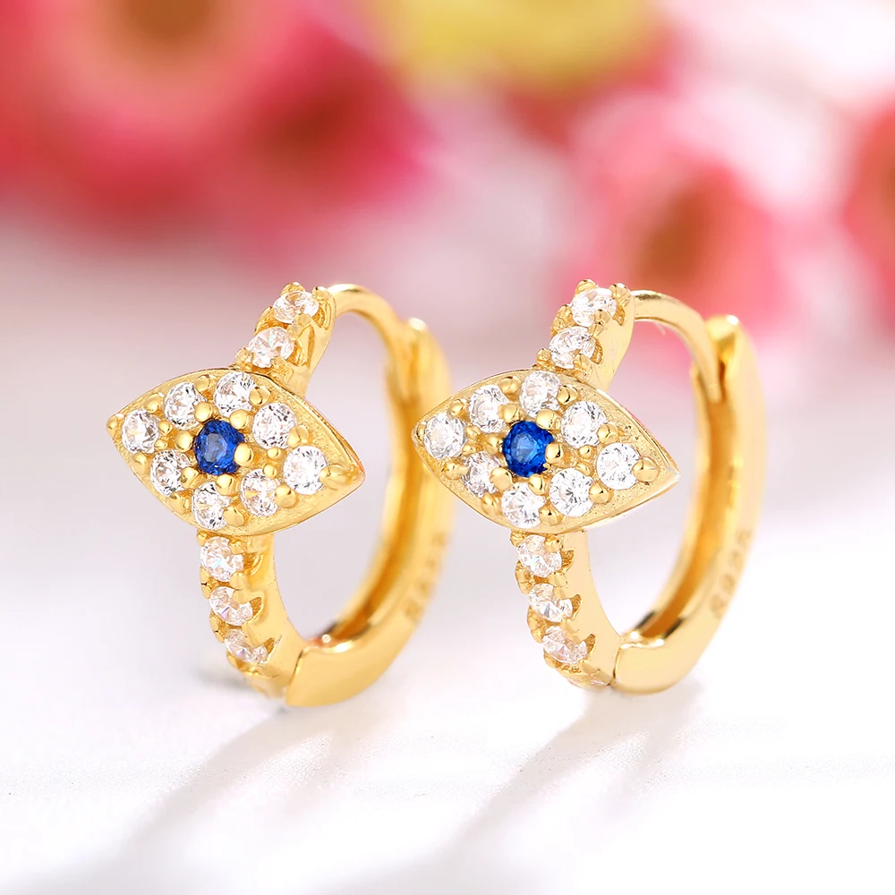 100% 925 Sterling Silver Earrings Delicate Demon Eye Earrings Women\'s Personalized Fashion Sapphire Jewelry Party Small Ear Ring