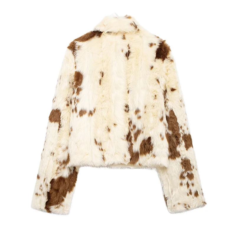 Cappotto in pile da donna con stampa leopardata, giacca sfocata alla moda autunno e inverno Cappotto cardigan soffice in pelliccia sintetica