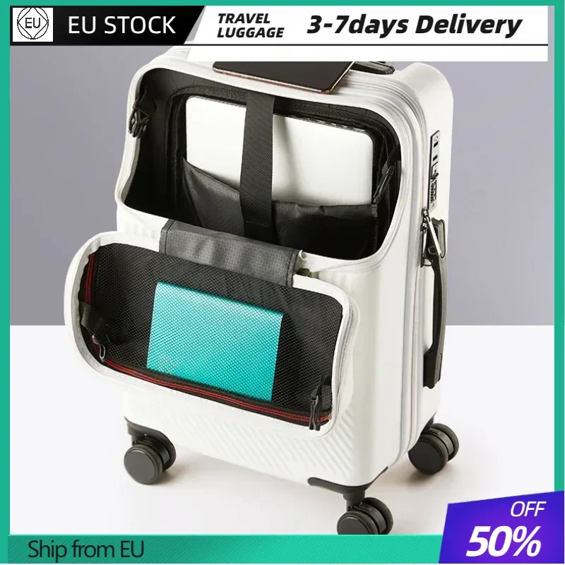 Multifunctional Suitcase Women's Trolley Suitcase Small 20-inch Boarding Case Light Student Luggage With cup holders