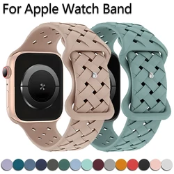 Correa de silicona para Apple Watch Band Ultra 2, 49mm, 46MM, 44mm, 42mm, 40 y 41mm, pulsera deportiva transpirable para IWatch Series 9 8 7 6 SE 5