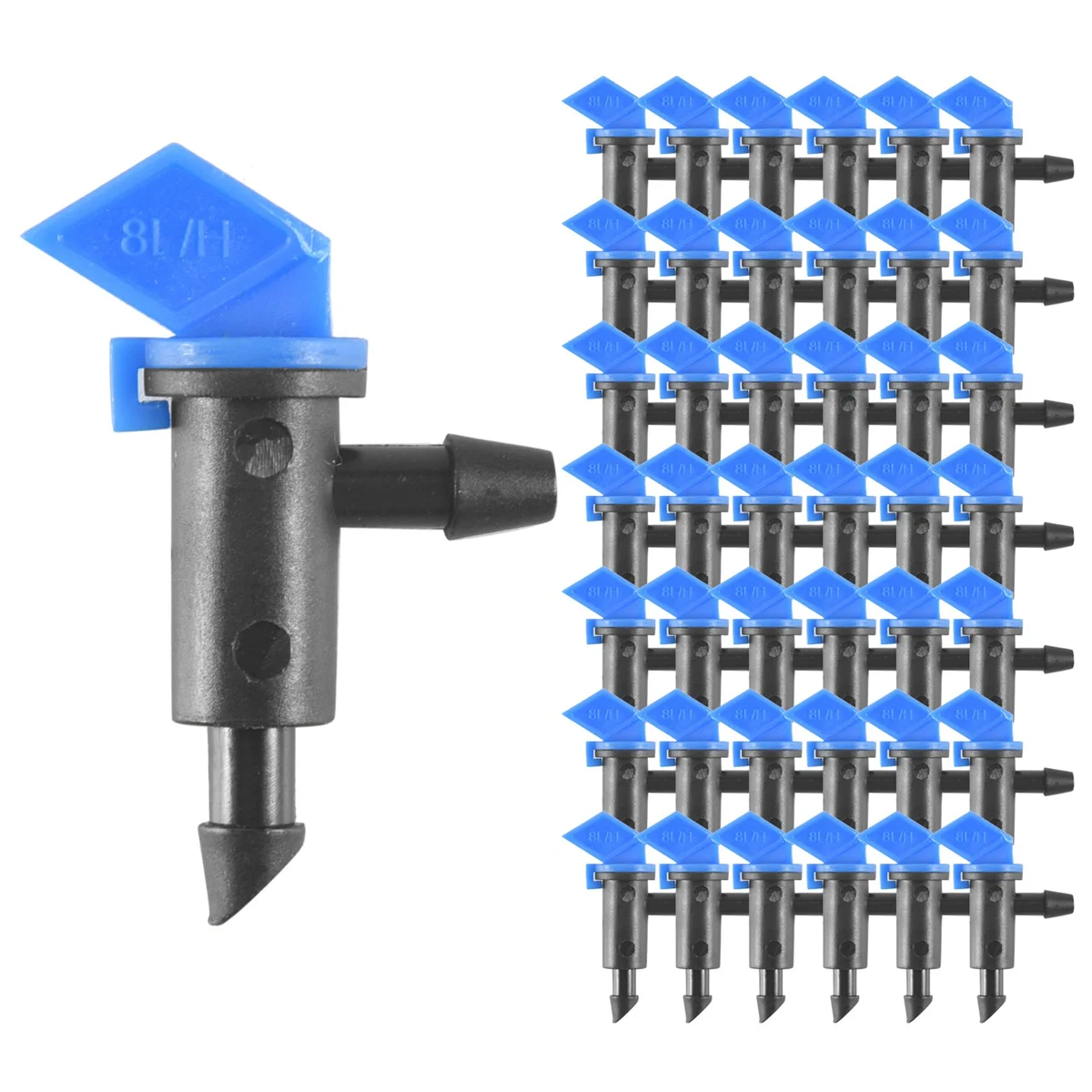 Hot New 60 Pieces Irrigation Drip Emitter Garden Flag Irrigation Dripper, Trees and Shrubs (Blue Black,2GPH)