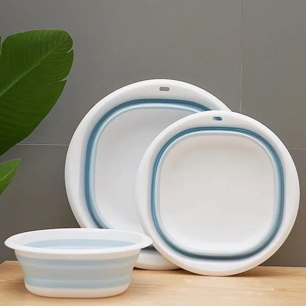 

3Pcs Portable Silicone Foldable Basin Hanging Hole Stackable Portable Wash Basins Space Saving Compact Compression Laundry Tub