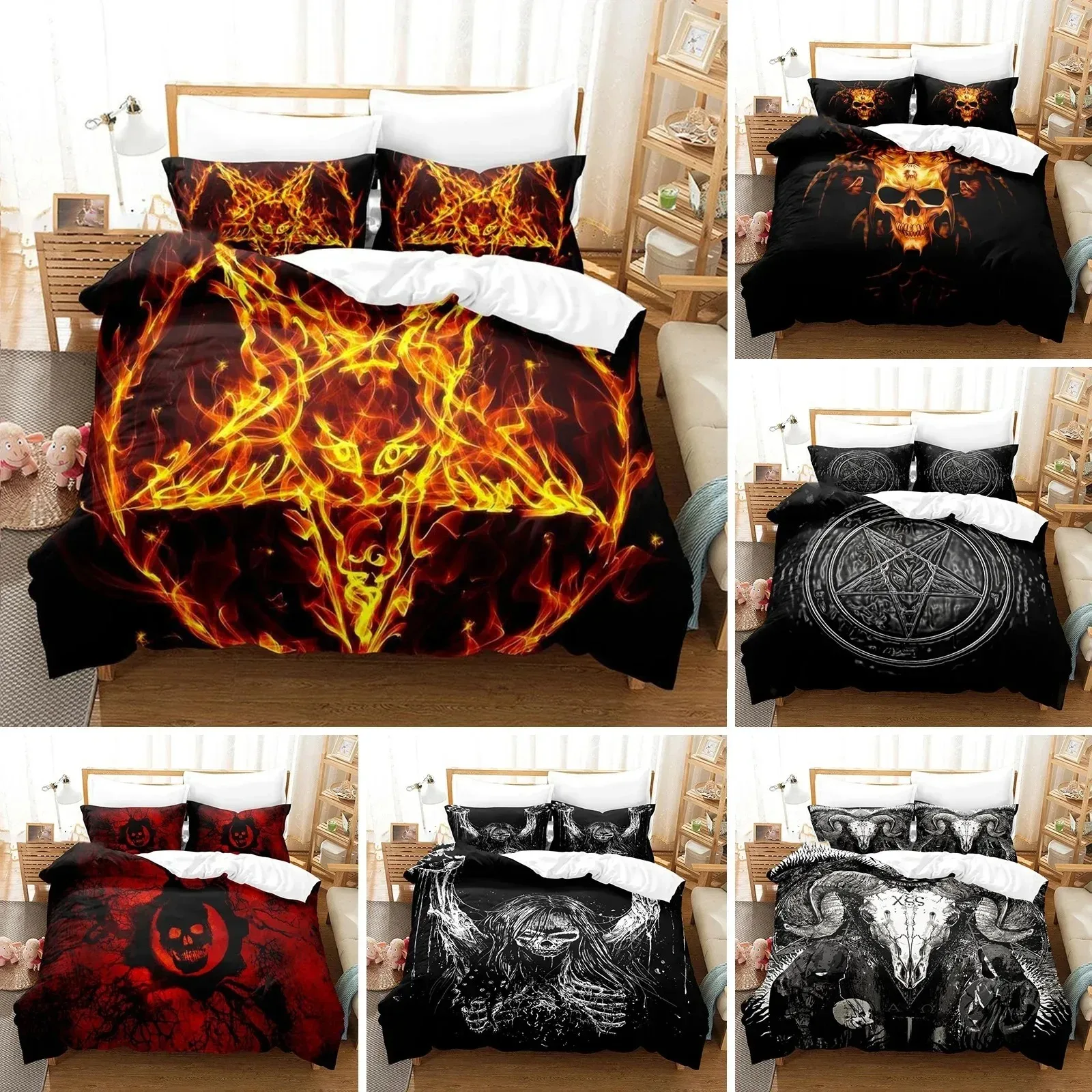 

3D Printed Dark Satanic Bedding Set Duvet Cover Bedroom Comforter Covers Single Twin King Size Quilt Cover Home Textile