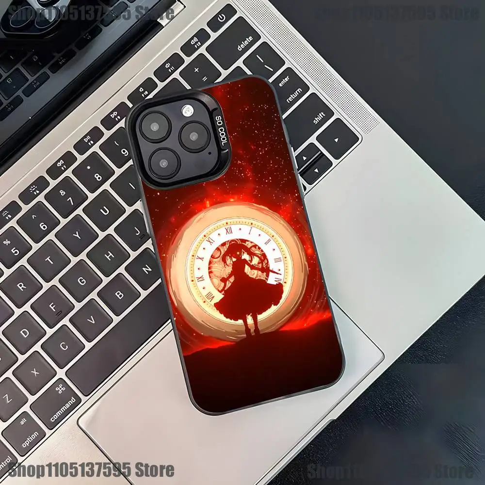 Чехол для телефона Anime Kurumi Tokisaki для iPhone 17,16,15,14,13,12,11,Pro,XS,Max,Plus,Mini,SE4,E, черный матовый противоударный чехол