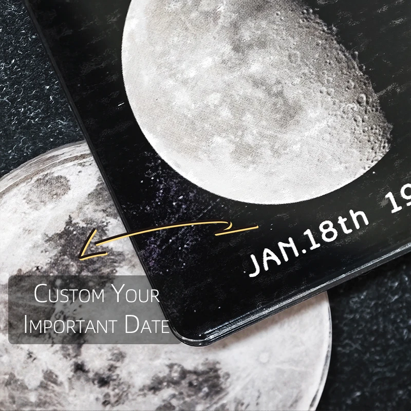 2 Set Custom Moon Fridge Magnet Personalized 5mm Square Acrylic Print Your Special Date Birthday Wedding Anniversary Love Gift
