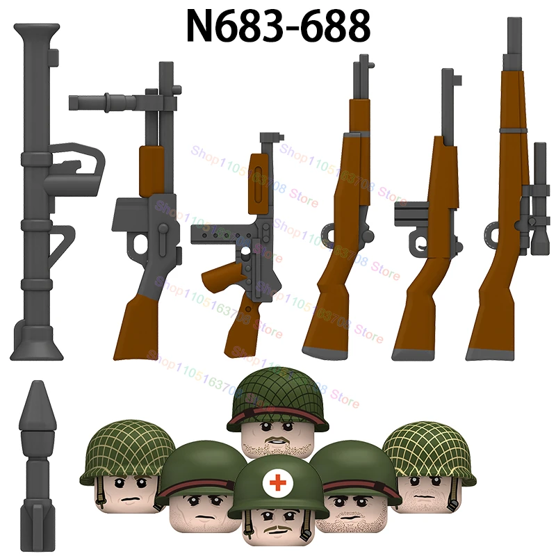 N683-688 軍事戦争 MOC 陸軍レンジャーズアーマーヘルメットアクセサリーレンガモデル人形アクションフィギュアおもちゃ子供のためのギフト