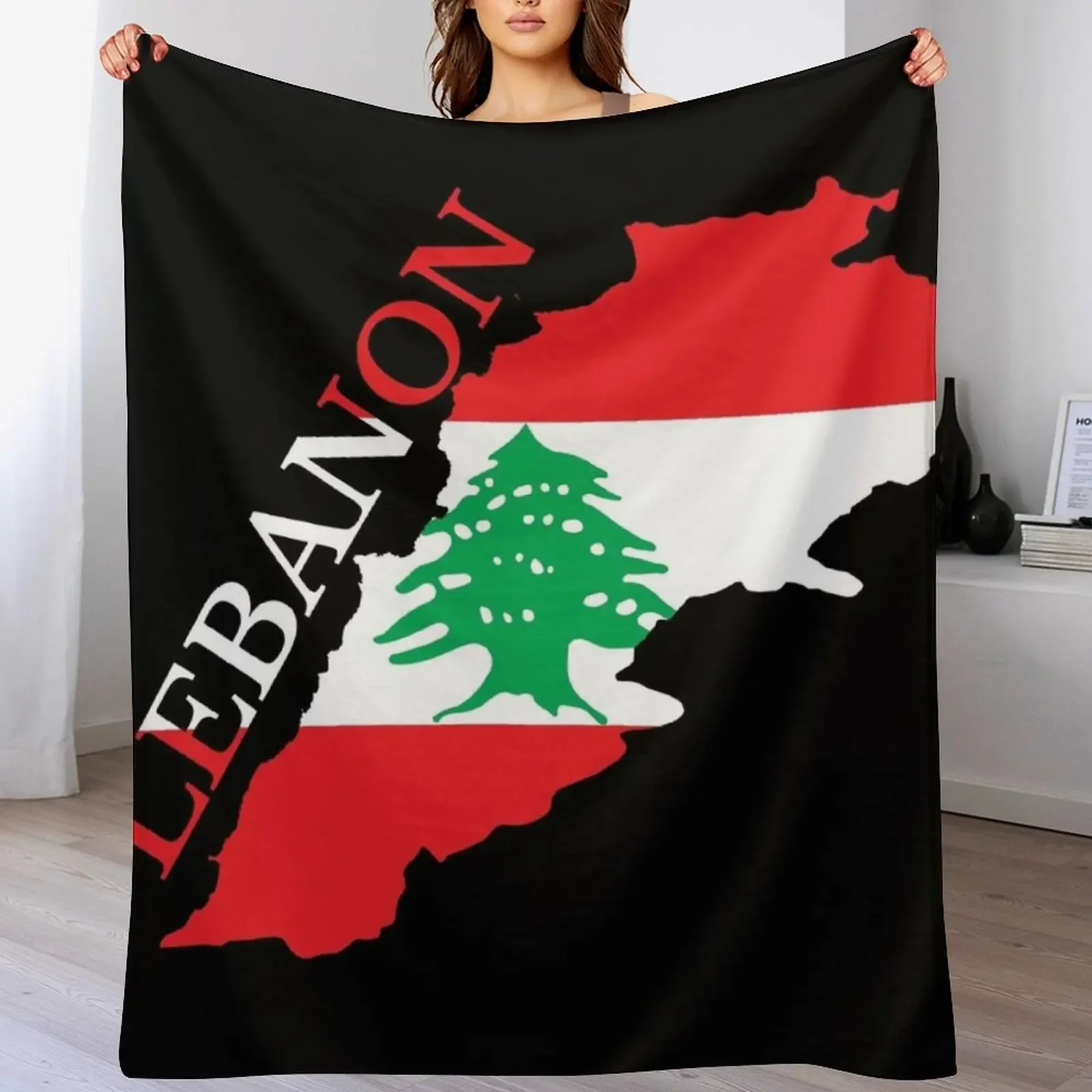 Lebanon Flag Map Throw Blanket Soft Big Beautifuls Blankets