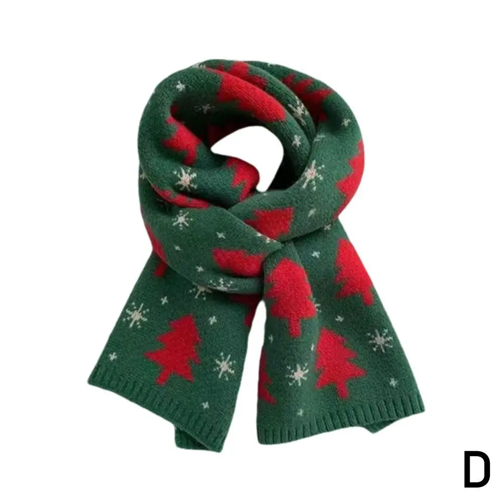 Christmas Present Knitted Red Scarf Women Men Autumn New Versatile Winter Warm Scarf Korean Year Version Student Gift H1P2