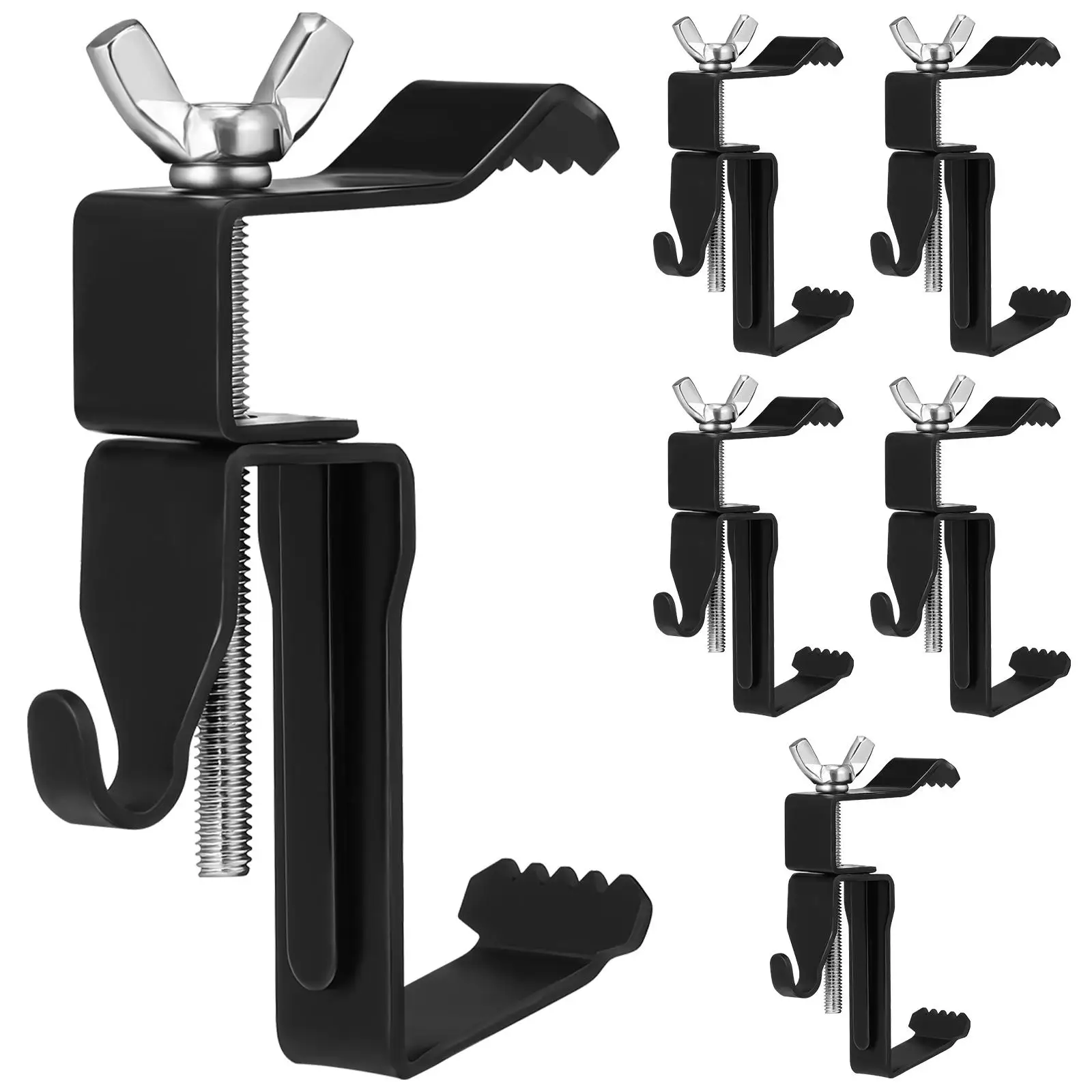 

6 Pcs Hose Pipe Pool Fence Hooks Outdoor to Hang Things on Wreath Hanger Wall Black Utility Hangers No Drill