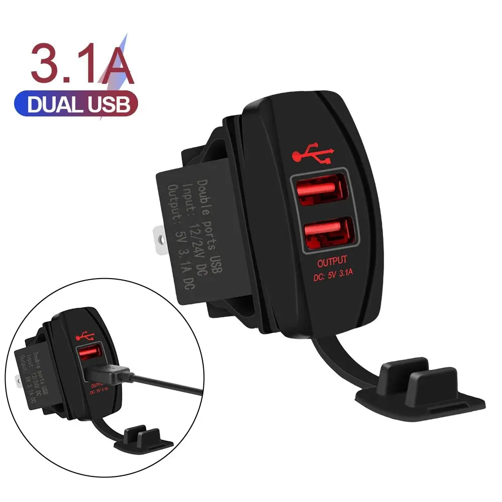 5v 2.1a LED-Steckdose Ladegerät Dual-USB-Anschlüsse staub dichte Telefon ladegeräte Netzteil für LKW-Wohnmobil Wohnwagen