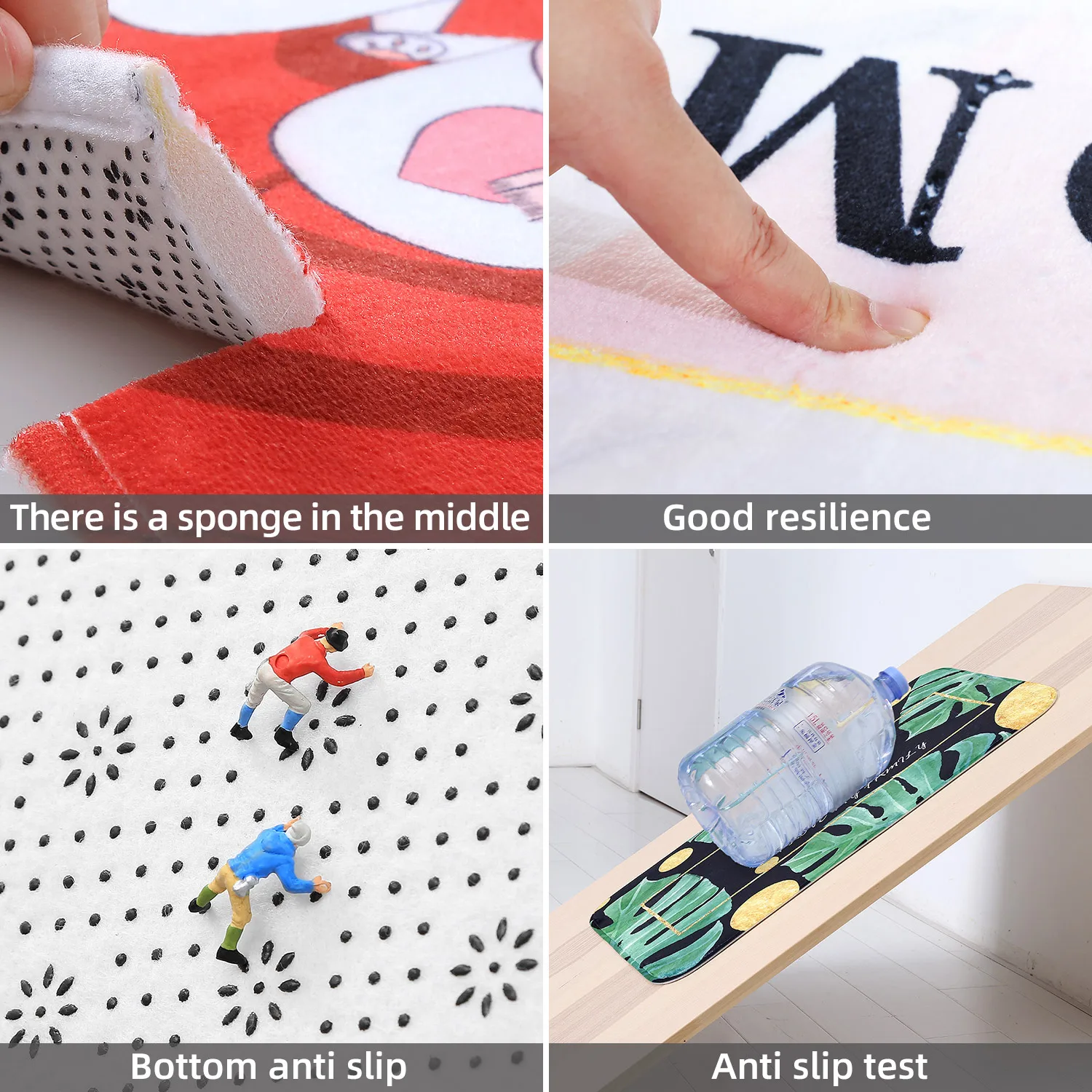 Flannel sponge absorbent mat, kitchen long floor mat, bathroom anti slip, moisture absorbing, machine washable door mat
