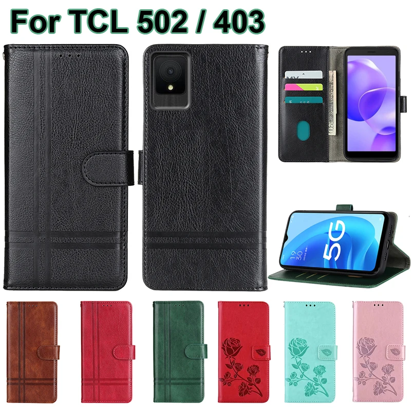 For чехол на TCL 502 Case Original Leather Capa Wallet Cover for Carcasa TCL 403 T431A T431D T431E T431Q T431U Mujer Hoesje 6.0