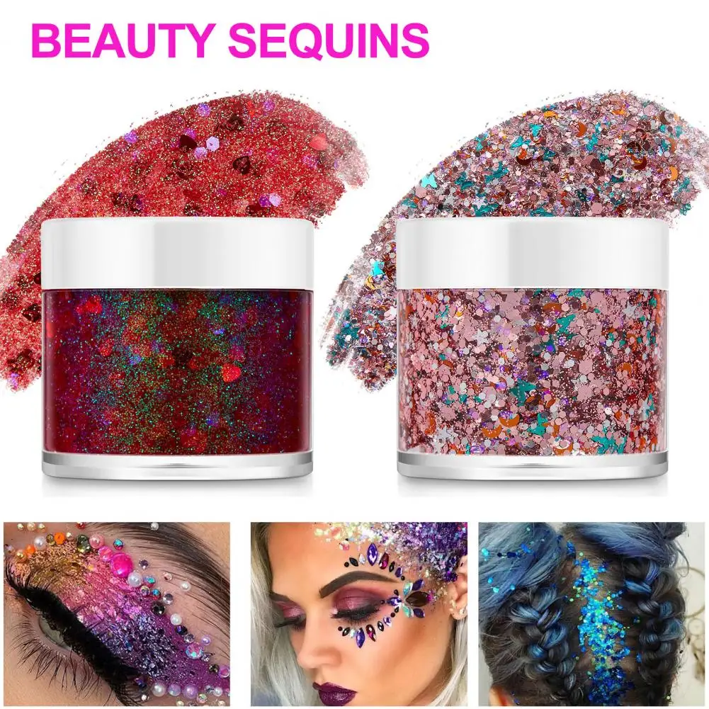 Poudre scintillante brillante pour le visage, le gel de carnaval, les yeux, les lèvres, les cheveux, le corps, les paillettes de Rotterdam, l'art corporel de scène, 36g