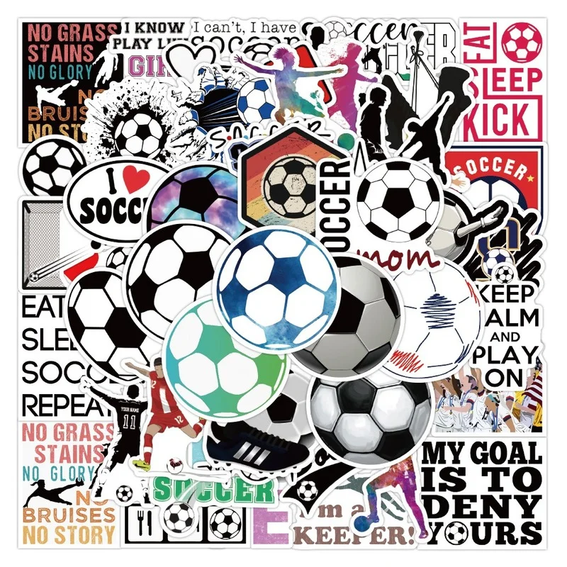 10/25/50pcs Football Football autocollants esthétique sport Graffiti décalcomanies pour ordinateur portable téléphone bagages Scrapbook voiture Skateboard