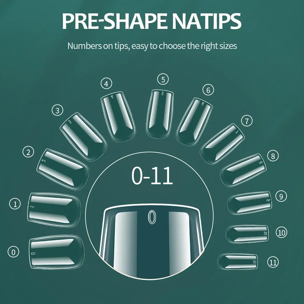 Nailpop 600 unidades de unhas postiças de gel macio, cobertura total, formato estilete, extra curtas, amêndoa e quadrada, removíveis com acetona._voghion.com