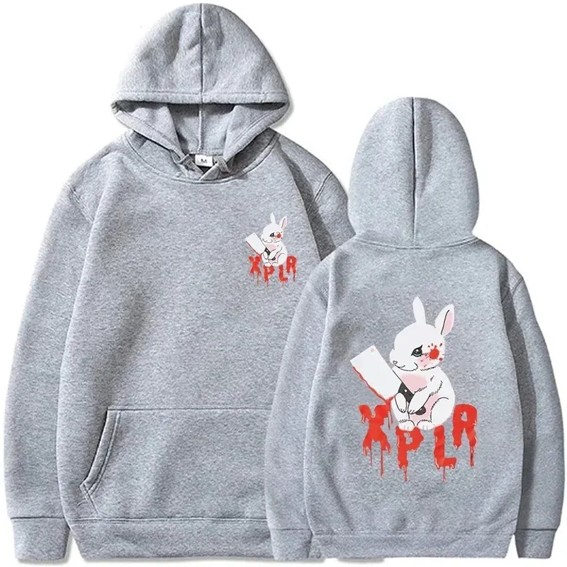 2025Sam Xplr Merch Colby 秋の帽子付きスウェットシャツ、ウサギポケット付きスウェットシャツ、メンズカジュアルファッションスウェットシャツ、プリントスウェットシャツ