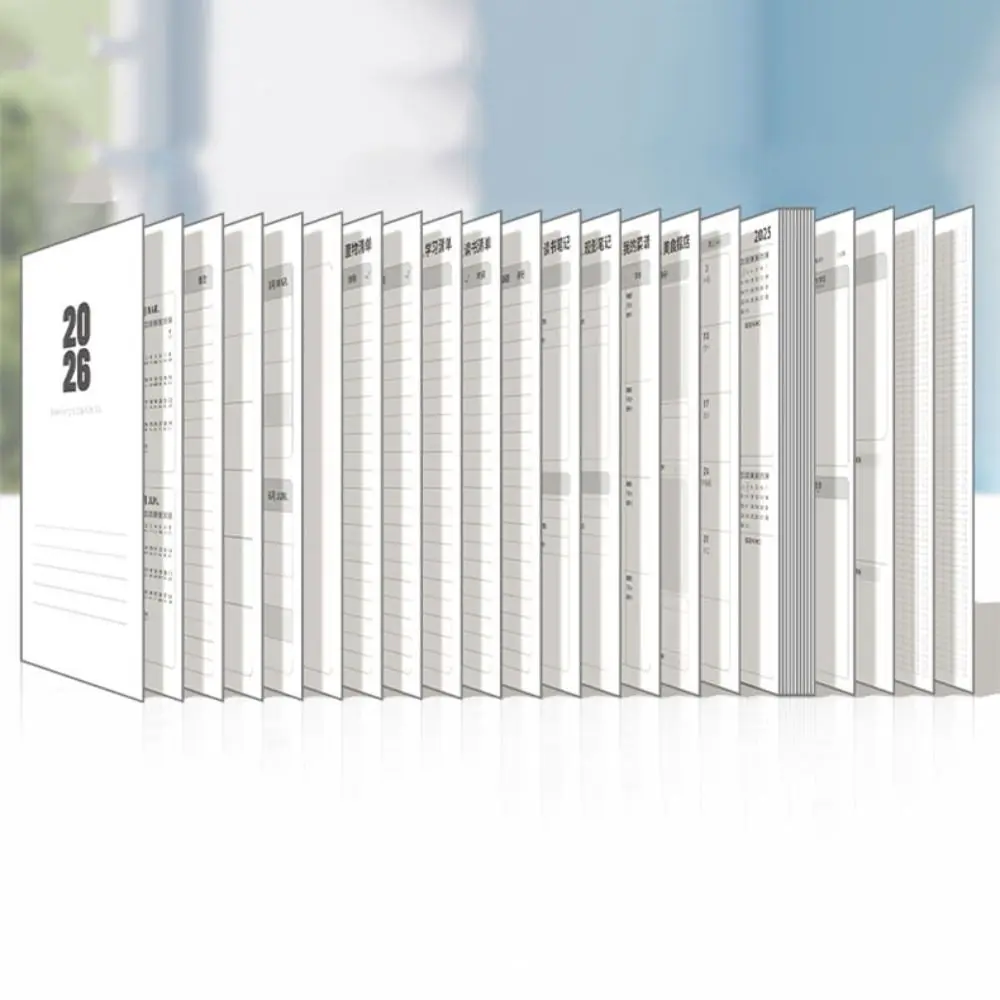 Portable A5 2026 Schedule Book To Do List Planner Reminder Daily Planner Textured PU Agenda Book Office Supplies