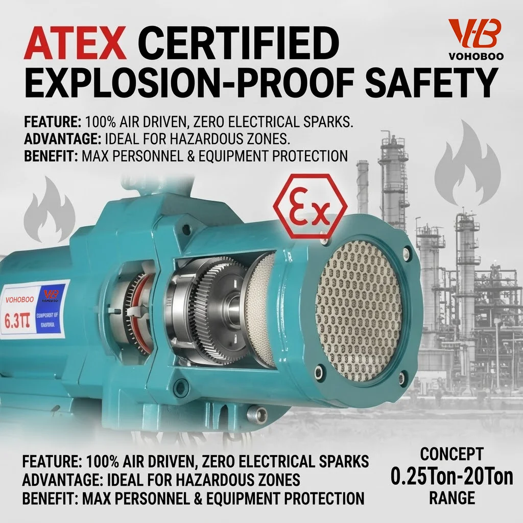 Factory Direct Sales 250kg 500kg 1 Ton 5 Ton 10T Lifting Pneumatic Air Hoist Winch Pneumatic Chain Hoists