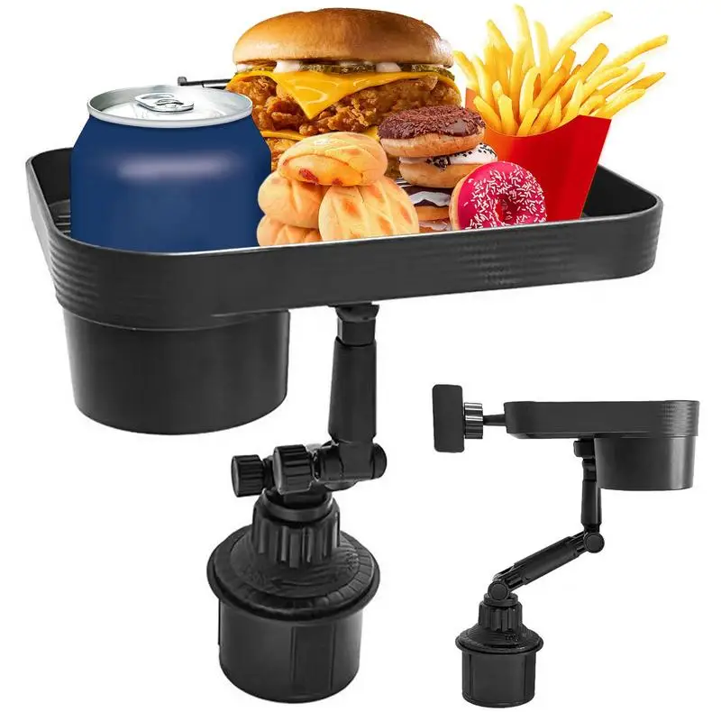 3 In 1 Car Cup Holder With Food Tray Phone Mount 360 Degree Rotation Tray Auto Food Table Tray With Solid Base For Car Interior