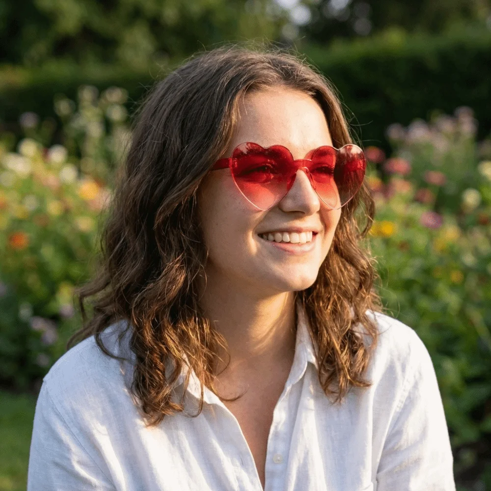 Fashion Love Heart Shape Sunglasses UV Protection Trendy Rimless Frame Shades Unique Stylish Colorful Gradient Sunglasses Women