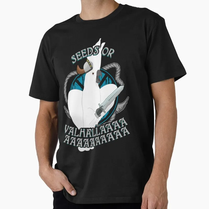 Seeds or VALHALLA - cockatoo Funny Parrot Gift T-shirt for Birds Lover Short Sleeve Graphic Clothes All Size Tops Unisex Tee