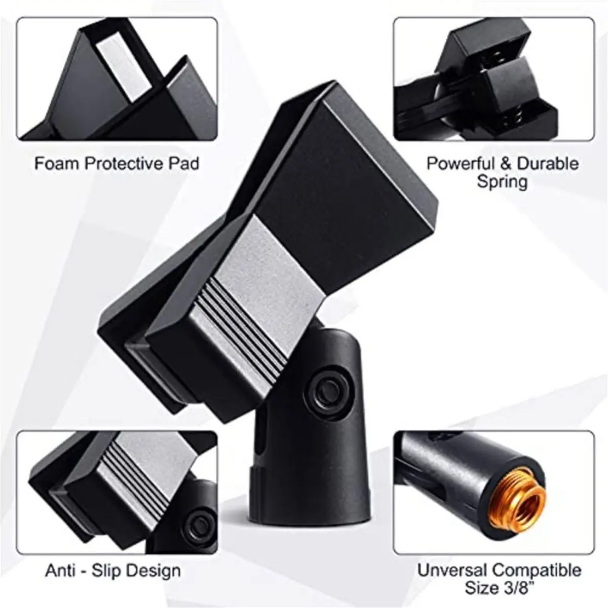THANKSGIVING DAY Microphone Universal Clip Spring Clip180-Degree Rotation Microphone Clip with Golden Copper Thread