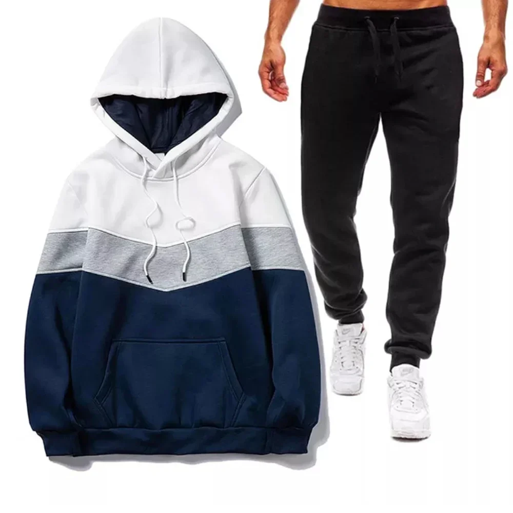 Men's  Design Tracksuit Man Zipper Hoodies Male Sport Sweatshirt+Sweatpants Suit 2Pcs Warm Jacket Sets Outwear