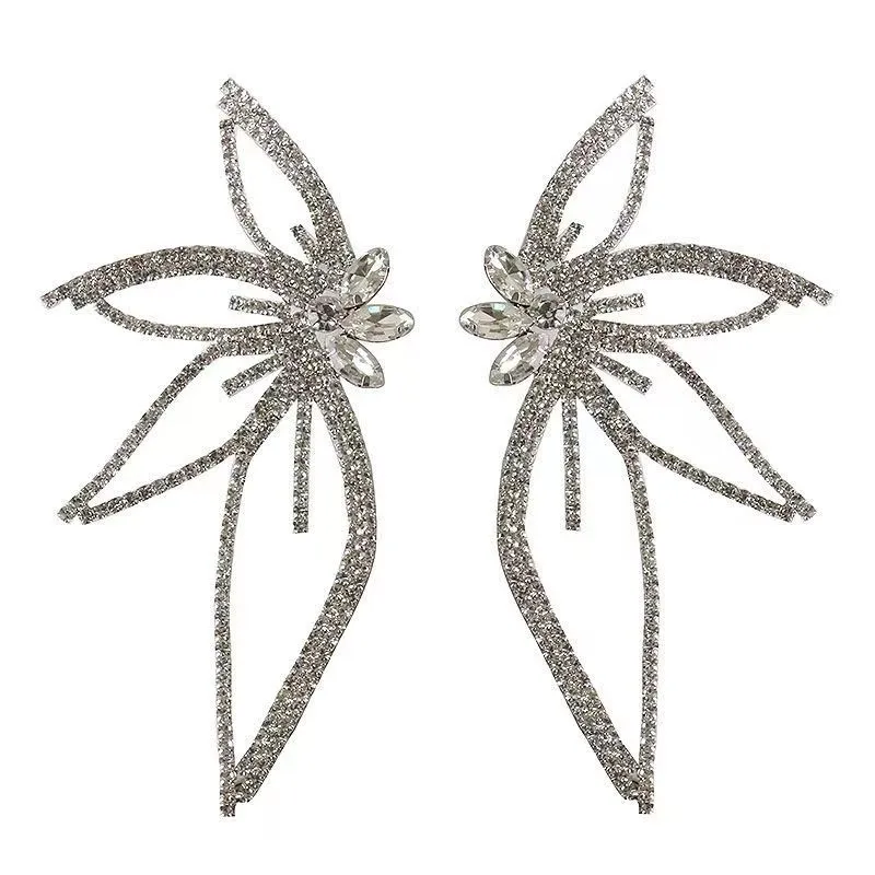 Trending Crystal Flower Drop Earring Fashion Party Korean Exaggerate Statement Dangle Earrings Female Jewelry For Woman