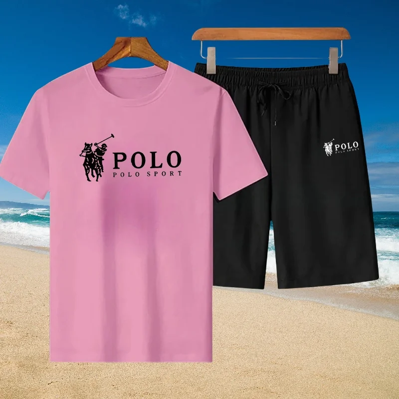Men's casual summer cotton short-sleeved T-shirt + jogging shorts two-piece breathable fitness fashion sportswear set - Image 5