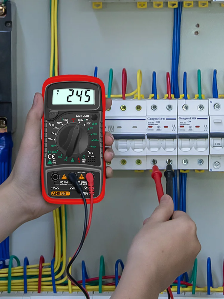 Multimètre numérique professionnel ANENG AN8205C, compteur de tension AC/DC, Diode de résistance de courant DC-40 ℃ ~1000 ℃ Testeur de rétroéclairage LCD