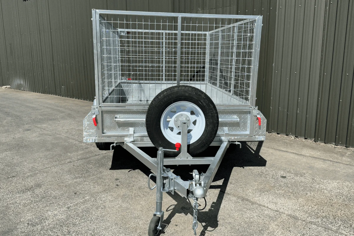 مقطورات قفص مجلفنة ذات محور واحد مقطورات مقاس 8 × 5 أقدام مع مقطورات شحن صندوق القفص