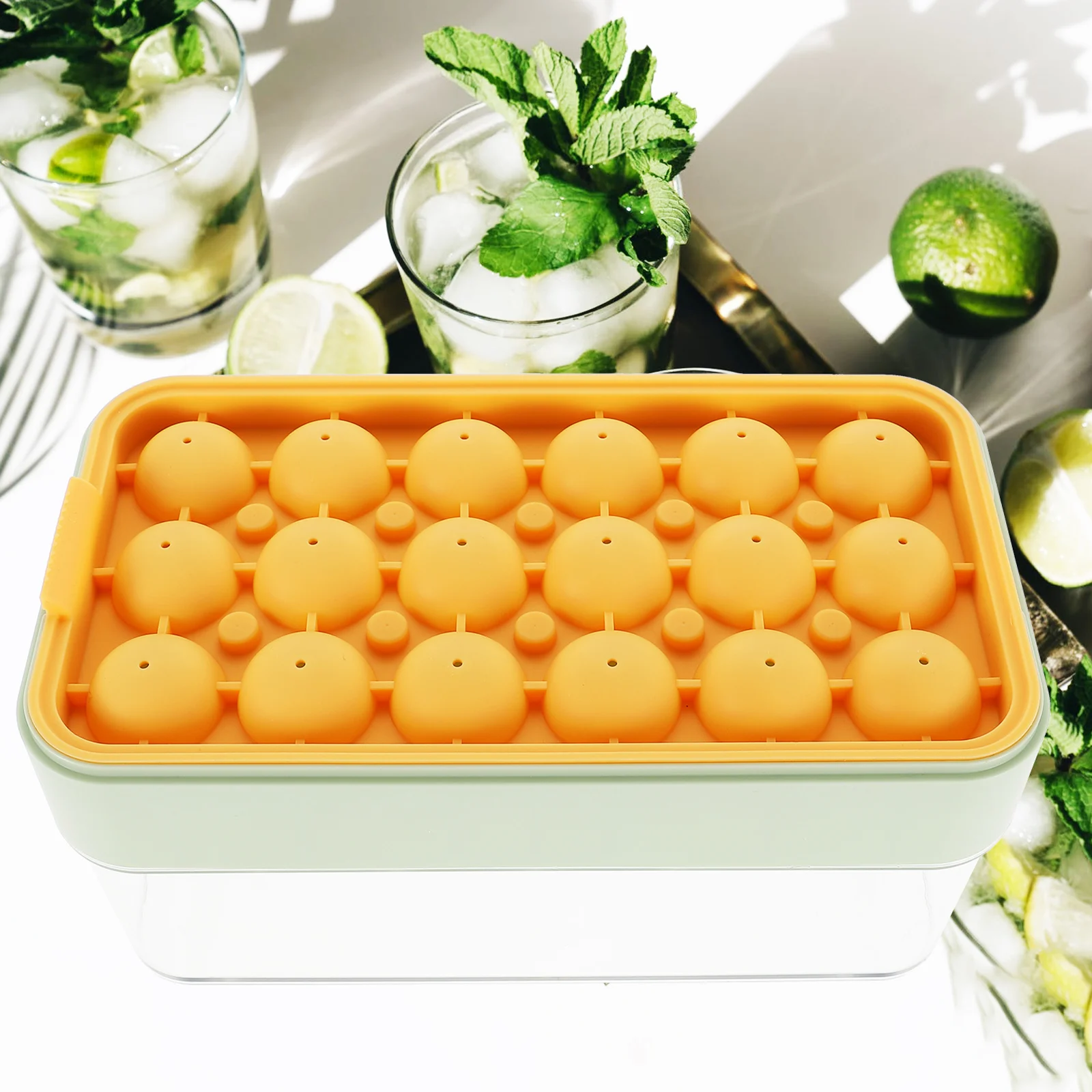 

Ice Tray Cube Balls Mold Silica Gel Portable Maker Stackable Design Fits Refrigerator For Drinks Whiskey Coffee Cocktail Baby