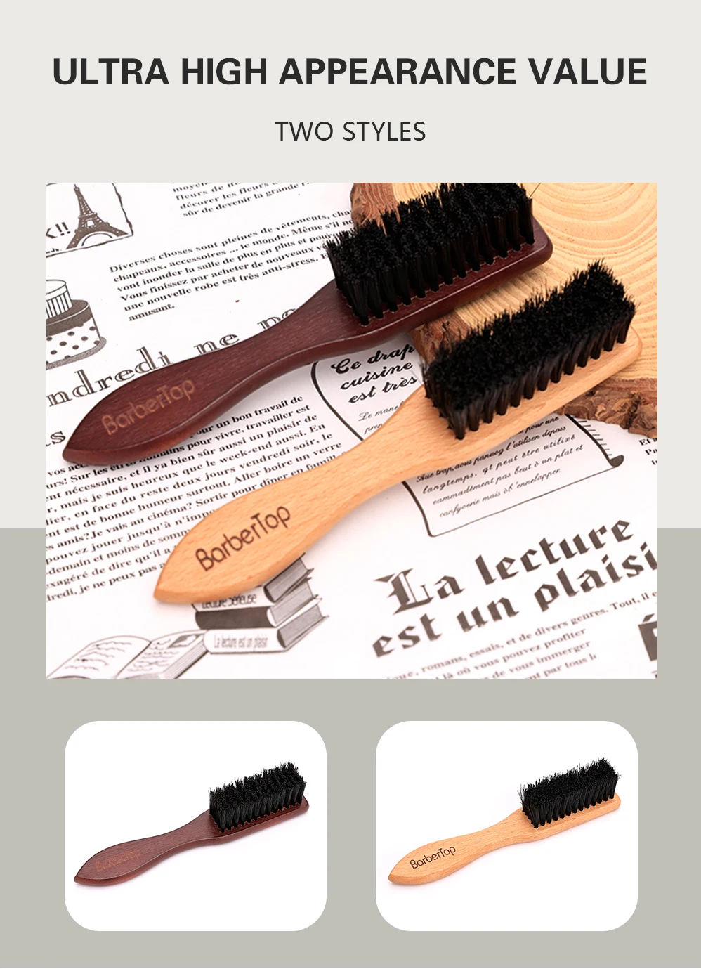 Barbertop Männer Bart Pinsel Wooded Griff Weiche Haar Reinigung Pinsel Gebrochenes Haar Entfernen Kamm Friseur Neck Duster Barber Tools – Detail 5